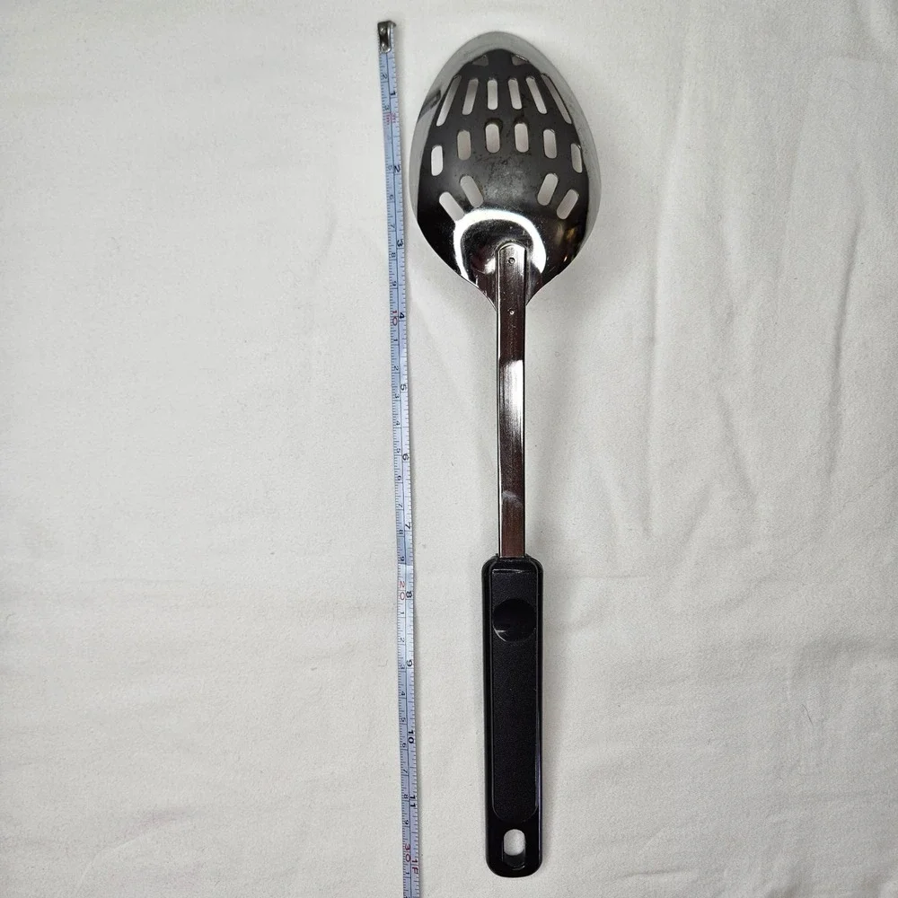 EKCO Slotted Spoon Stainless Steel Black Plastic Handle 12